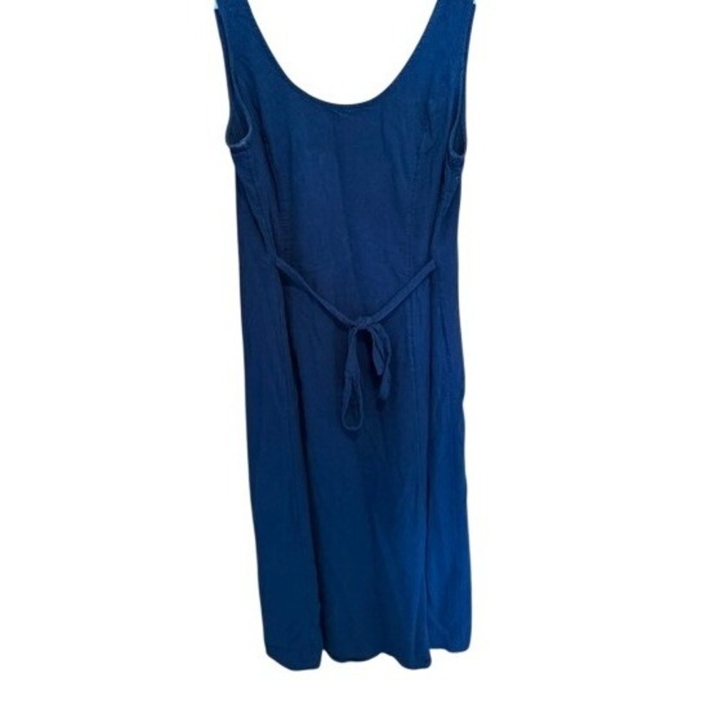 LC Lauren Conrad Navy Blue Linen Blend Smocked Back Midi Sundress‎ Womens XS